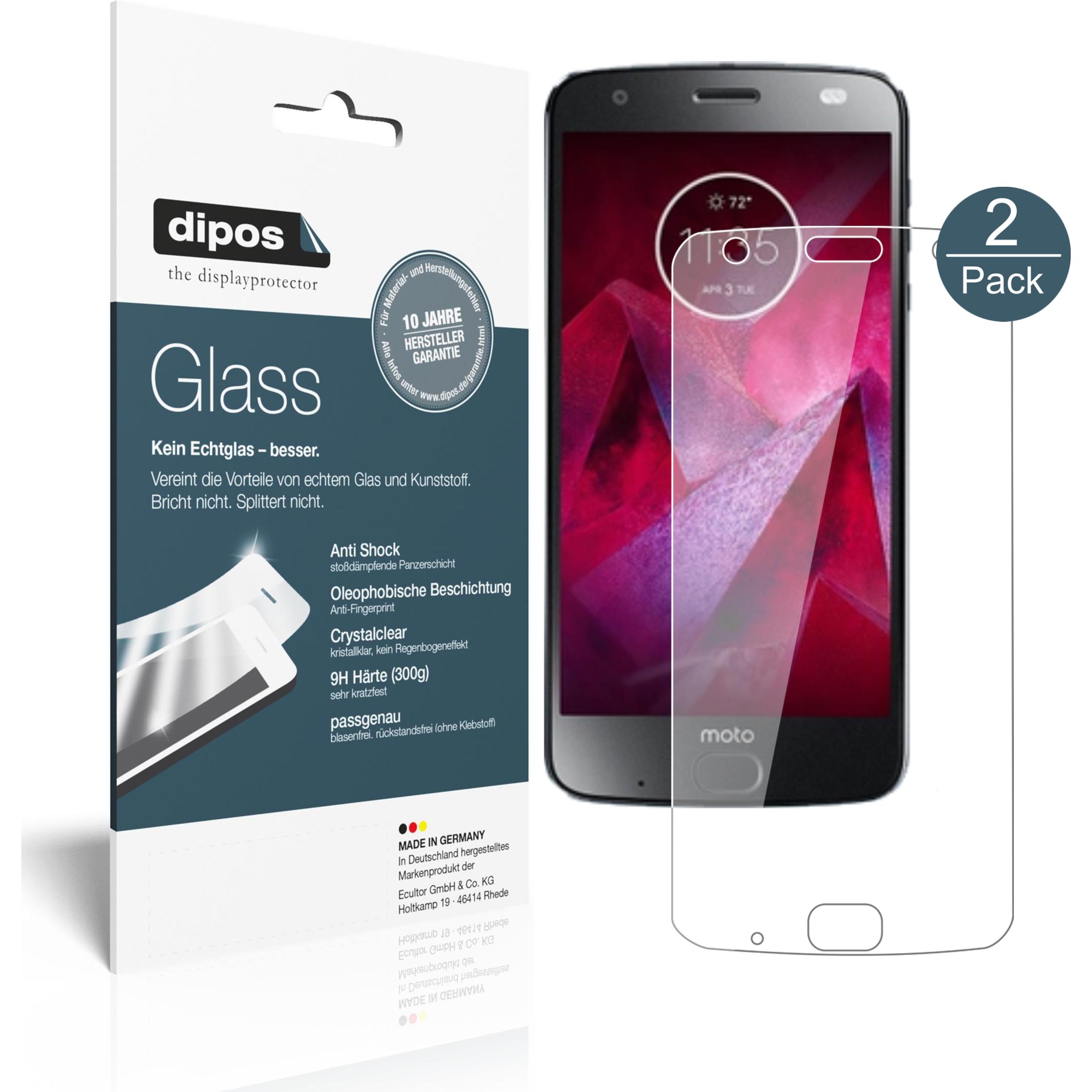 Dipos Displayschutz Anti-Shock (2 Stück, Motorola Moto Z2 Force), Smartphone Schutzfolie, Transparent