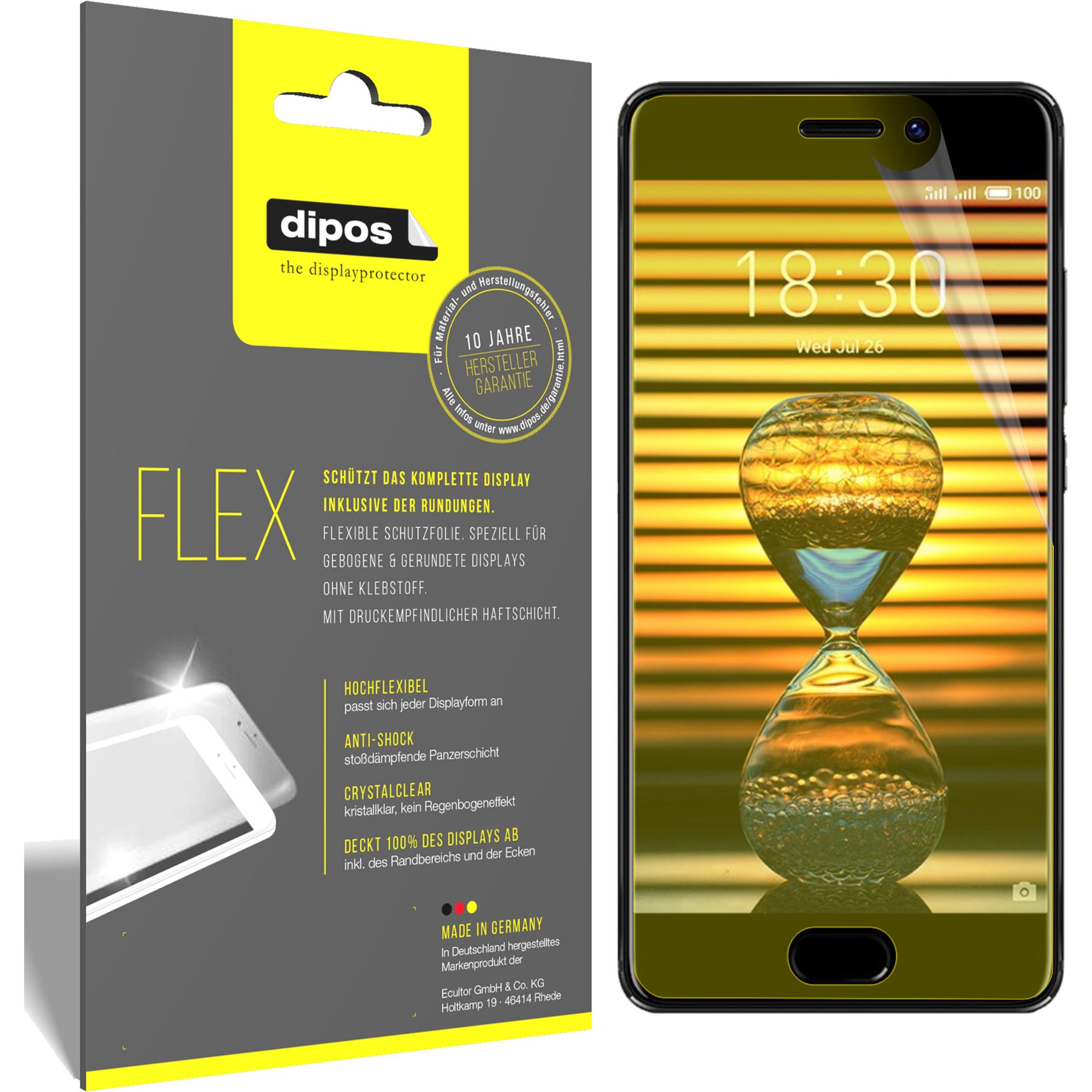Dipos Displayschutzfolie Full-Cover 3D (3 Stück, Meizu Pro 7 Plus), Smartphone Schutzfolie, Transparent
