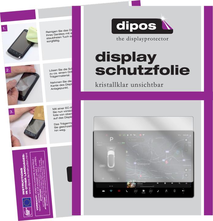 Produktbild Dipos Displayschutzfolie Crystalclear (2 Stück, Tesla Model 3 Display)