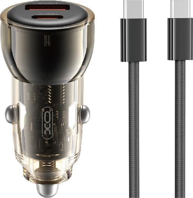 Produktbild xO Autoladegerät CC60 60W 1x USB 1x USB-C blau + USB-C - USB-C Kabel