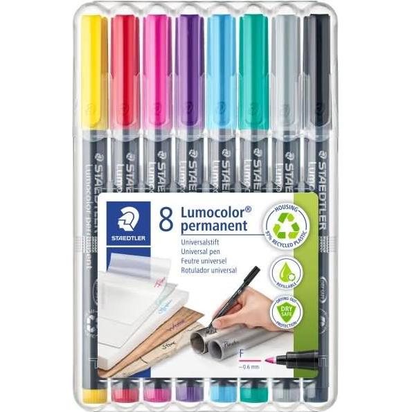 Staedtler, Marker, Lumocolor Sonderfarben F 8er Etui RECYCLING (8 Farben, 0.60 mm, 8 x)
