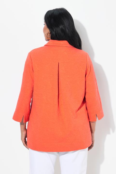 Immagine prodotto Ulla Popken Giacca in jersey operato ed elasticizzato con collo da camicia e maniche a 3/4 (46, 48)