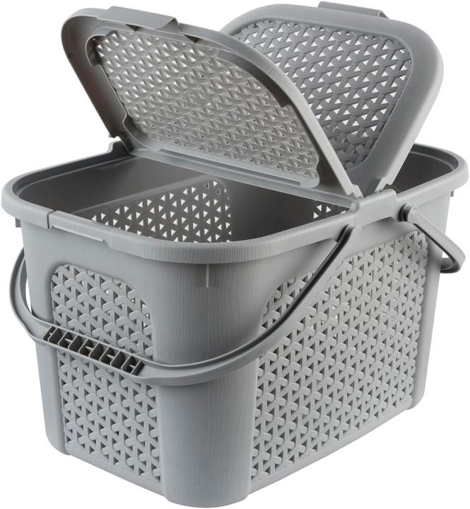 keeeper Picnic basket "inka", 28 litres, nordic-grey Shopping basket with lid, in rattan look, 2 handles