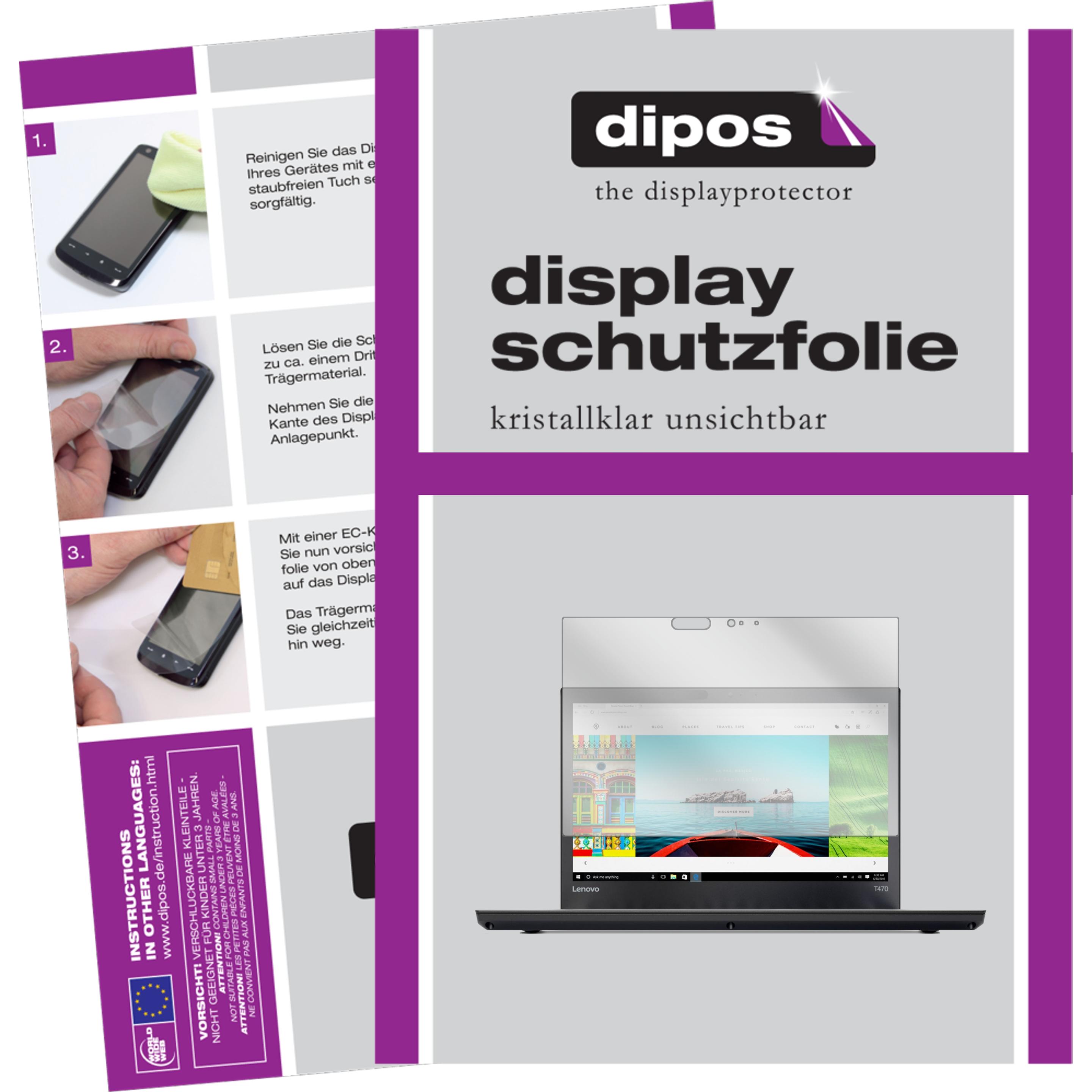 Dipos Displayschutzfolie Crystalclear (2 Stück, ThinkPad T470), Tablet Schutzfolie