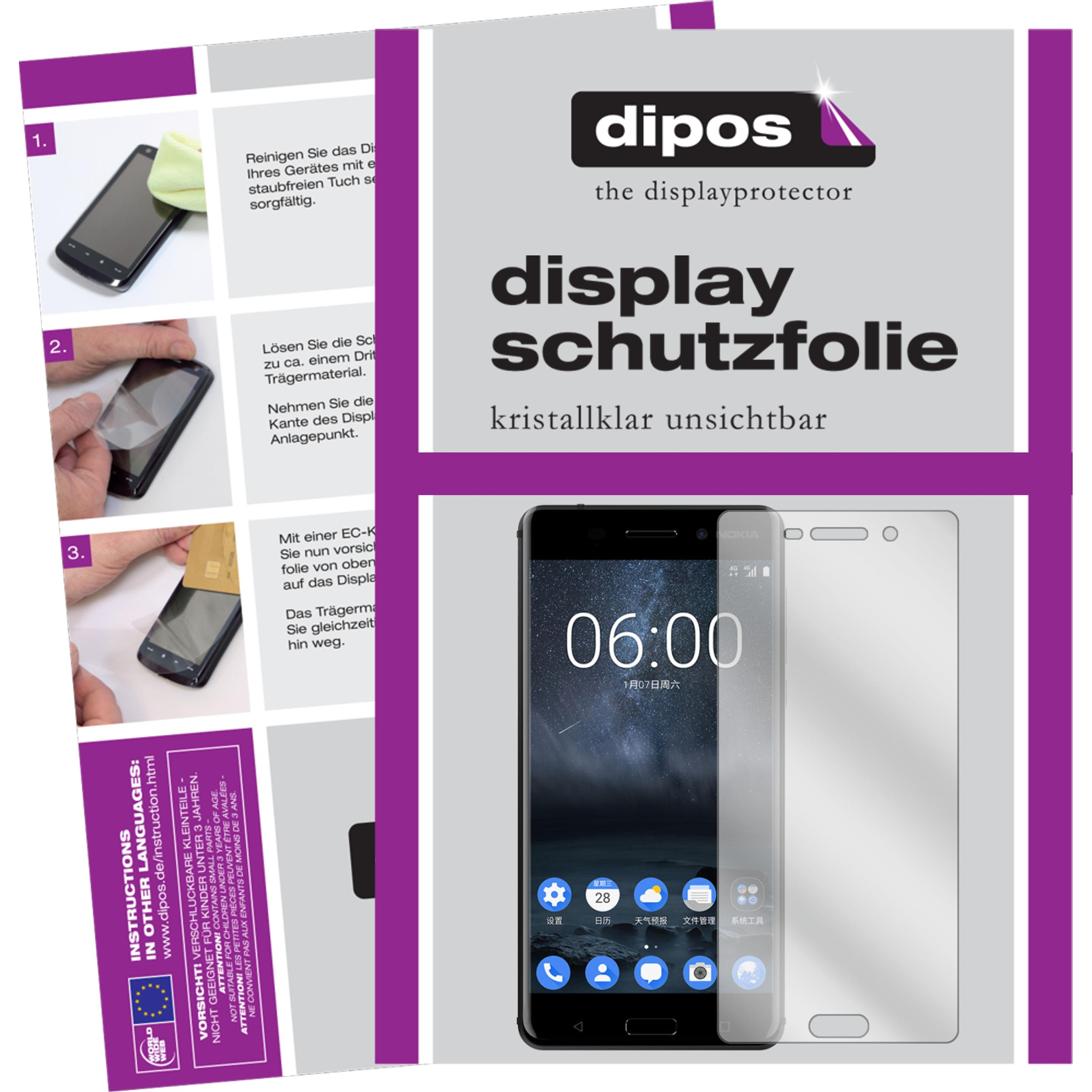 Dipos Displayschutzfolie Crystalclear (2 Stück, Nokia 6), Smartphone Schutzfolie, Transparent