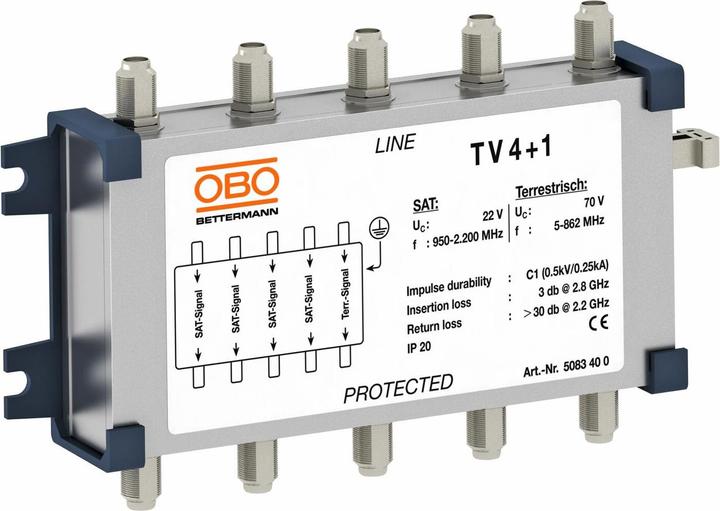 OBO Bettermann TV 4+1 Parasurtenseur pour la technique satellite 70V 5083400 (Divers)