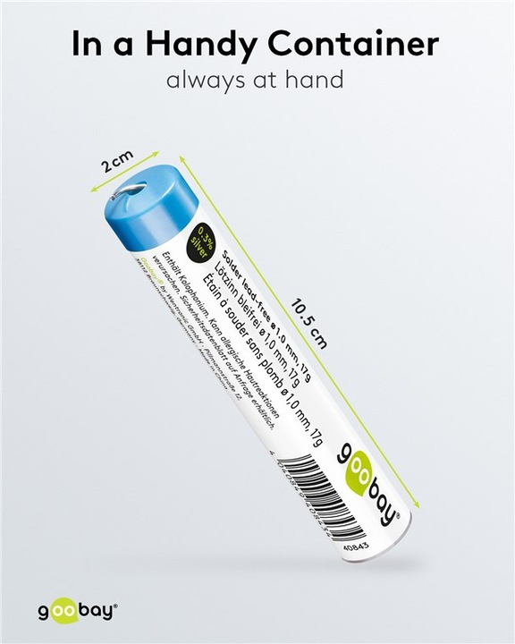 Image du produit Goobay Étain de soudure professionnel sans plomb, ø 1,0 mm, 17 g (Souder)