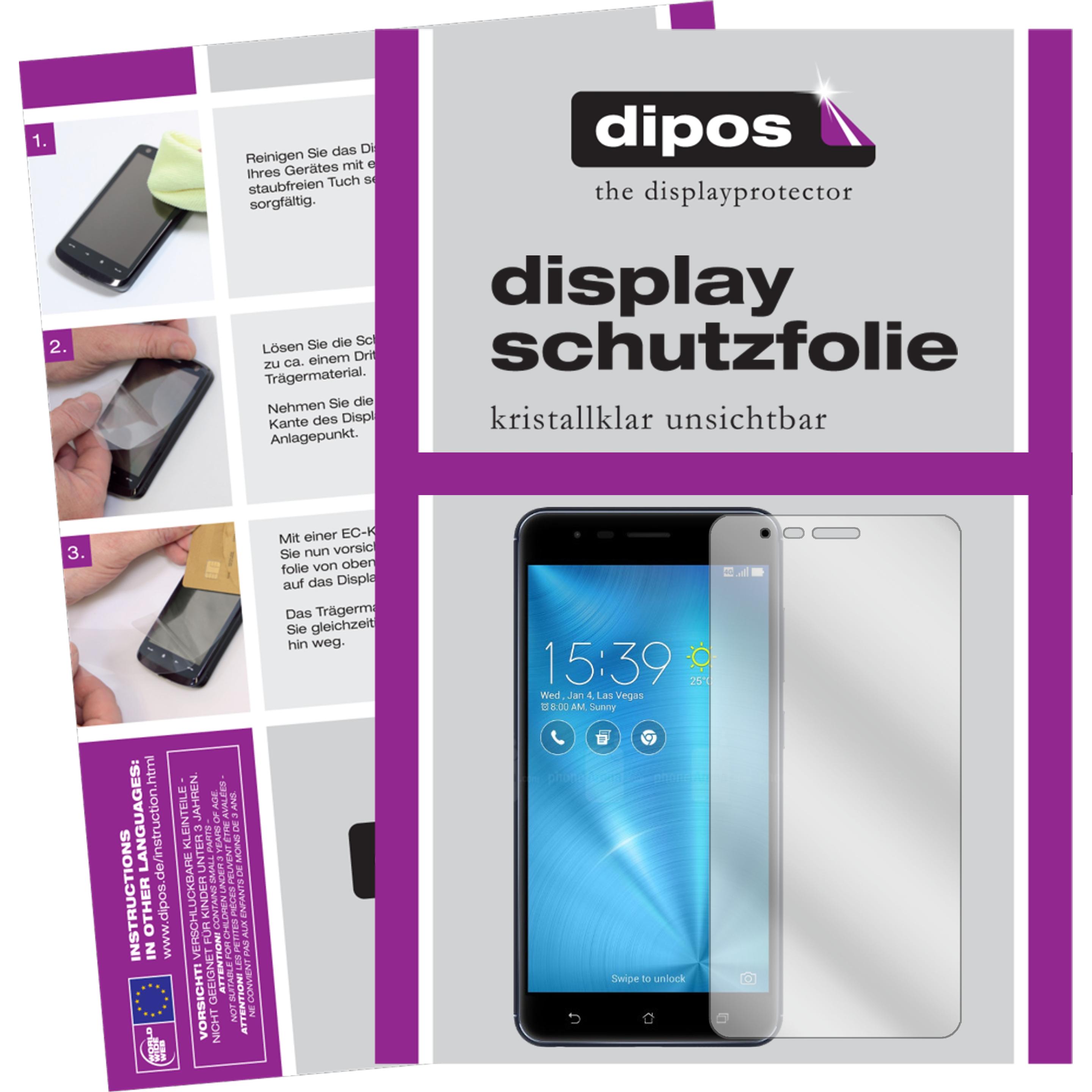 Dipos Displayschutzfolie Crystalclear (2 Stück, Asus Zenfone 3 Zoom), Smartphone Schutzfolie, Transparent