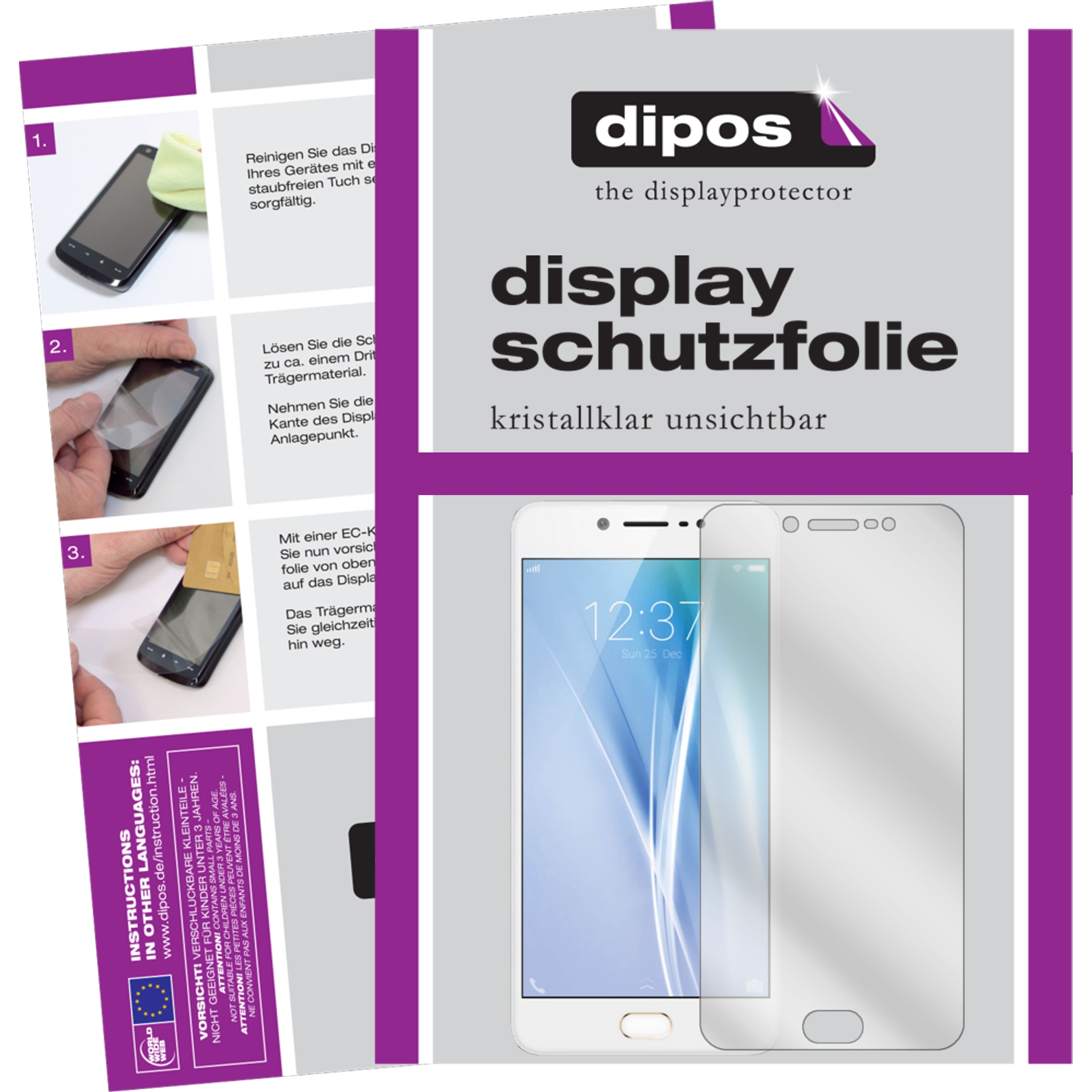 Dipos Displayschutzfolie Crystalclear (6 Stück, Vivo V5), Smartphone Schutzfolie, Transparent