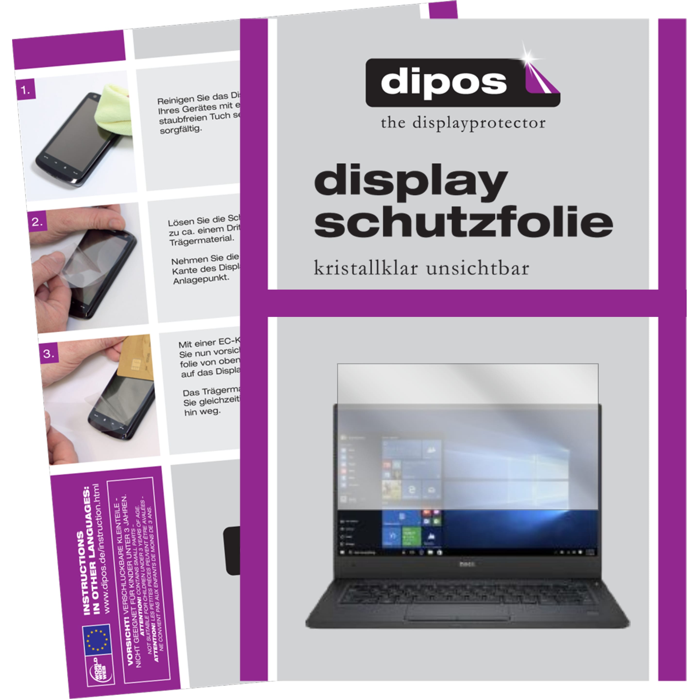 Dipos Displayschutzfolie Crystalclear (13.30", 16 : 9), Notebook Schutzfolie