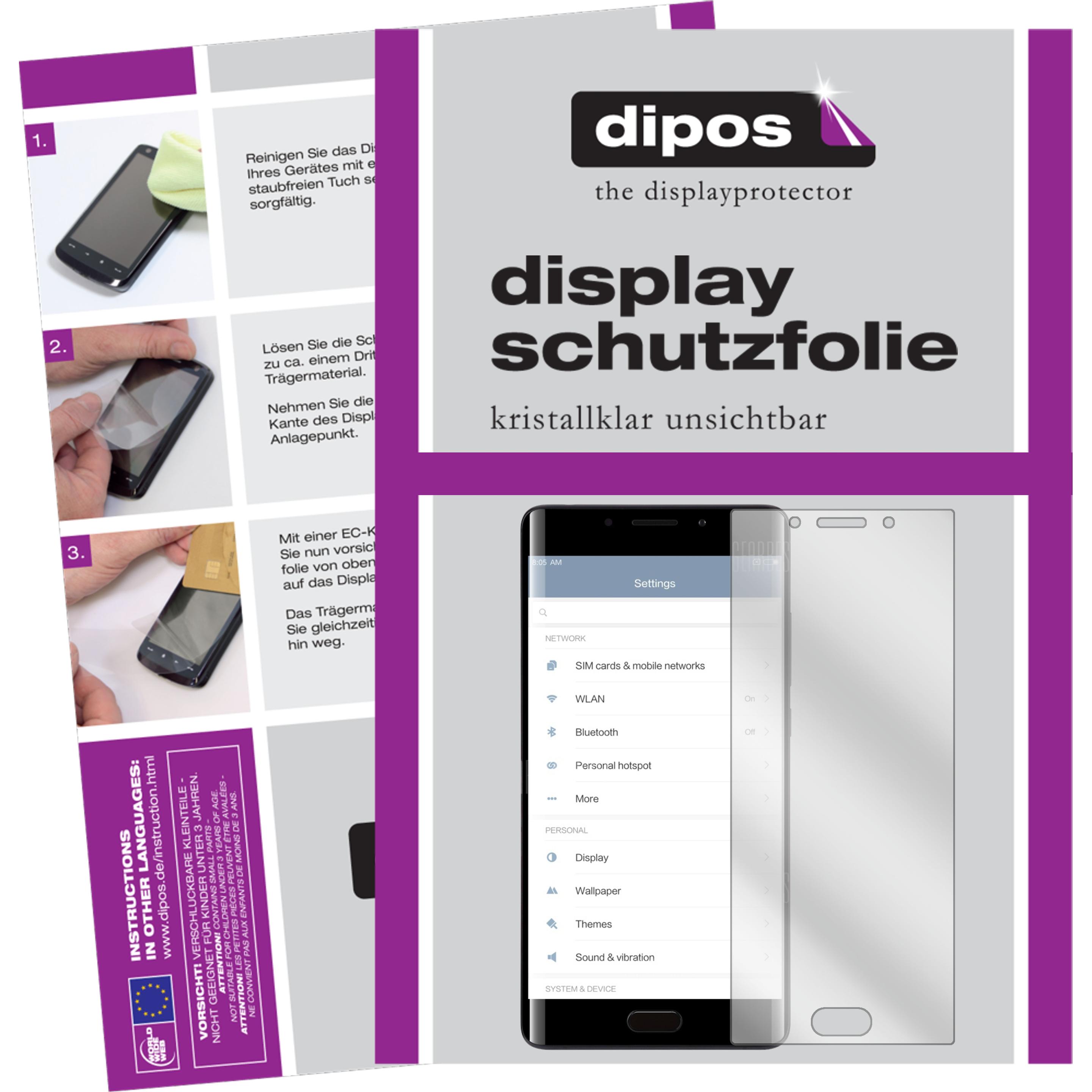 Dipos Displayschutzfolie Crystalclear (2 Stück, Xiaomi Mi Note 2), Tablet Schutzfolie