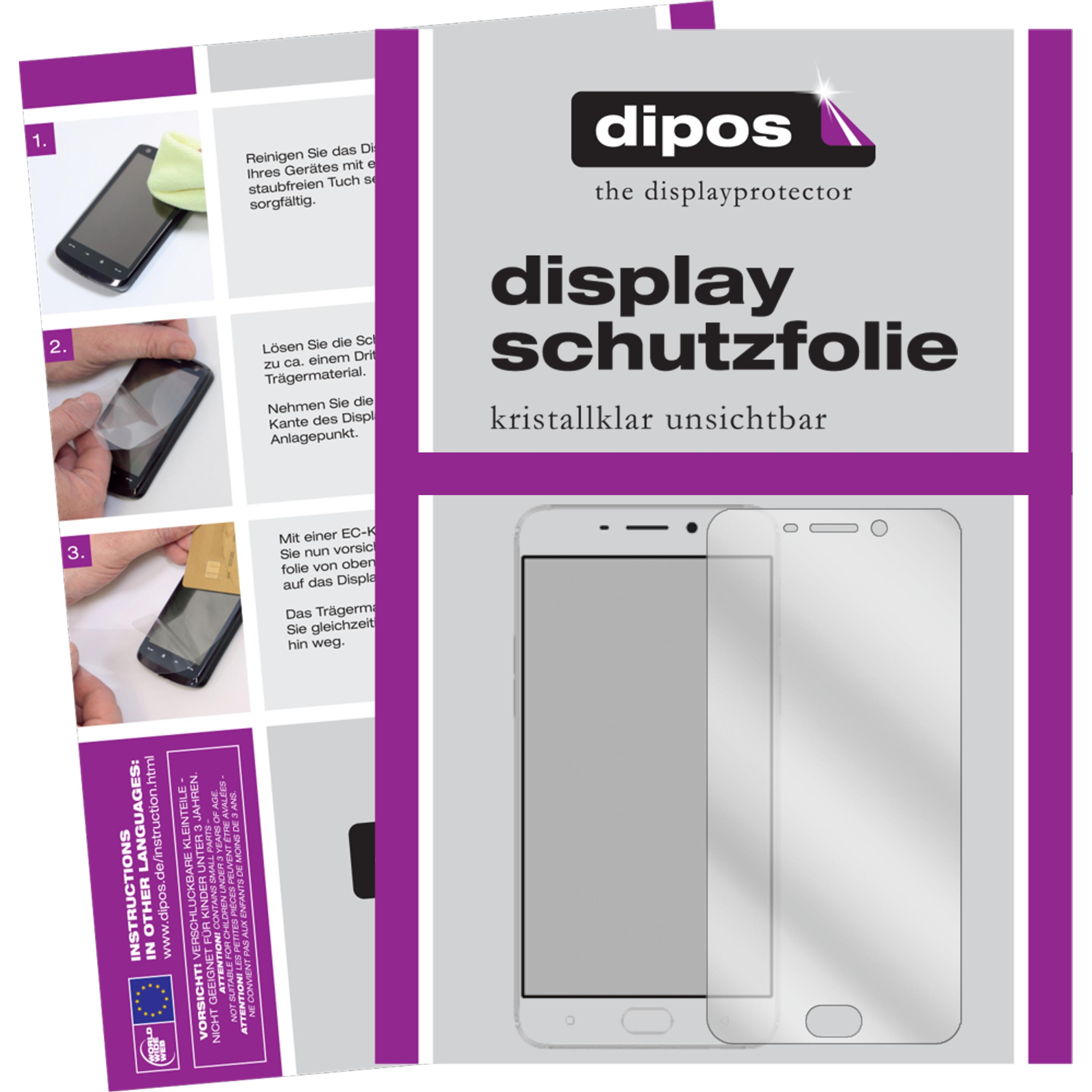 Dipos Displayschutzfolie Crystalclear (2 Stück, Oppo F1 Plus), Smartphone Schutzfolie, Transparent