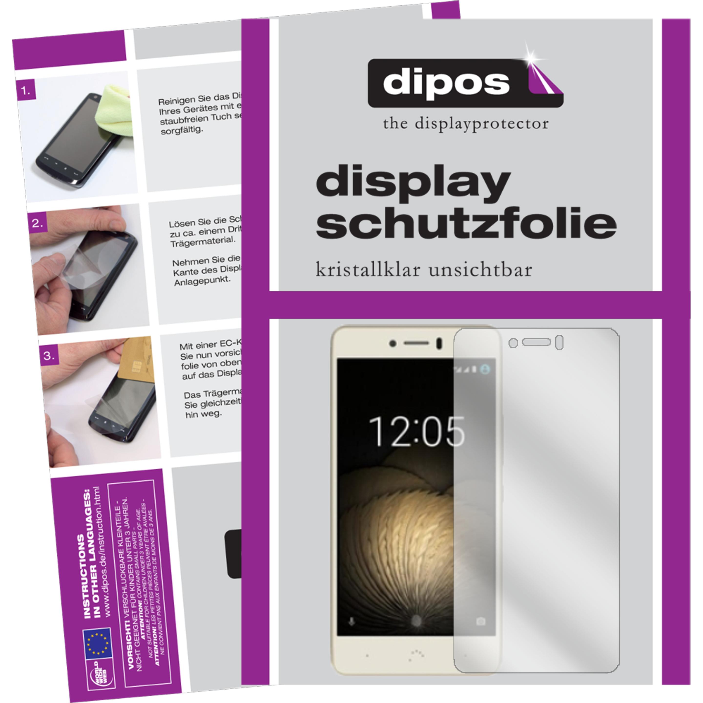 Dipos Displayschutzfolie Crystalclear (2 Stück, BQ Aquaris U Plus), Smartphone Schutzfolie, Transparent