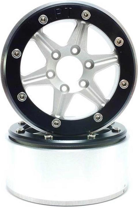 Metsafil beadlock wheels sixstar silver/black 1.9 (2 pcs.) without wheel hub