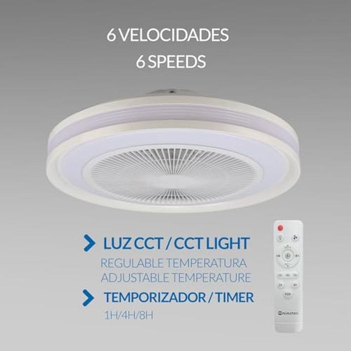 Produktbild M Mimotec Dimmbarer LED-Deckenventilator mit Farbwechsel, Fernbedienung, für Sommer und Winter