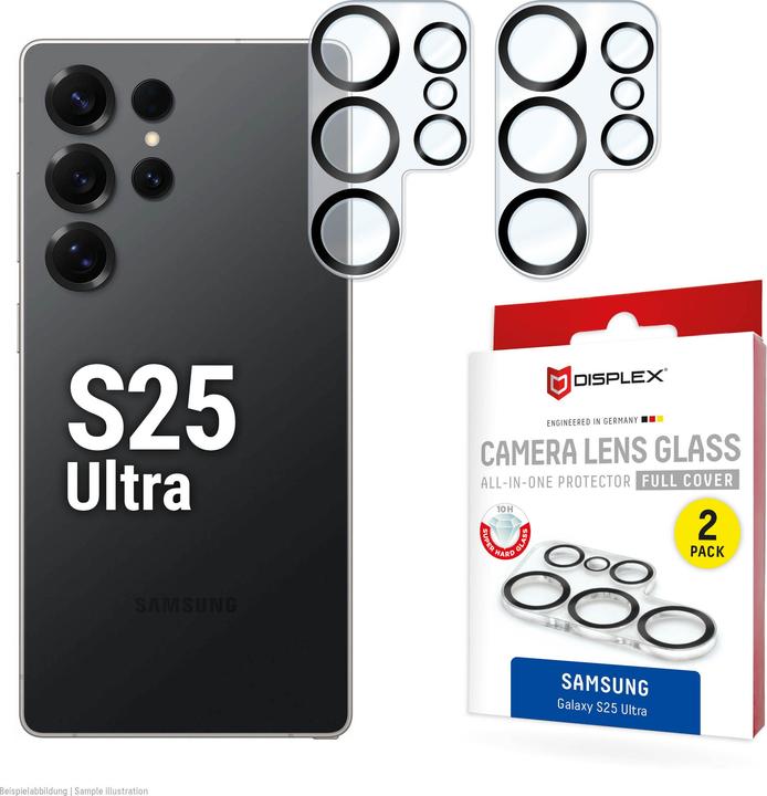 Produktbild Displex Full Cover Camera Lens Glass, Kamera Schutzglas, Platte, Doppelpack (2 Stück, Samsung Galaxy S25 Ultra)