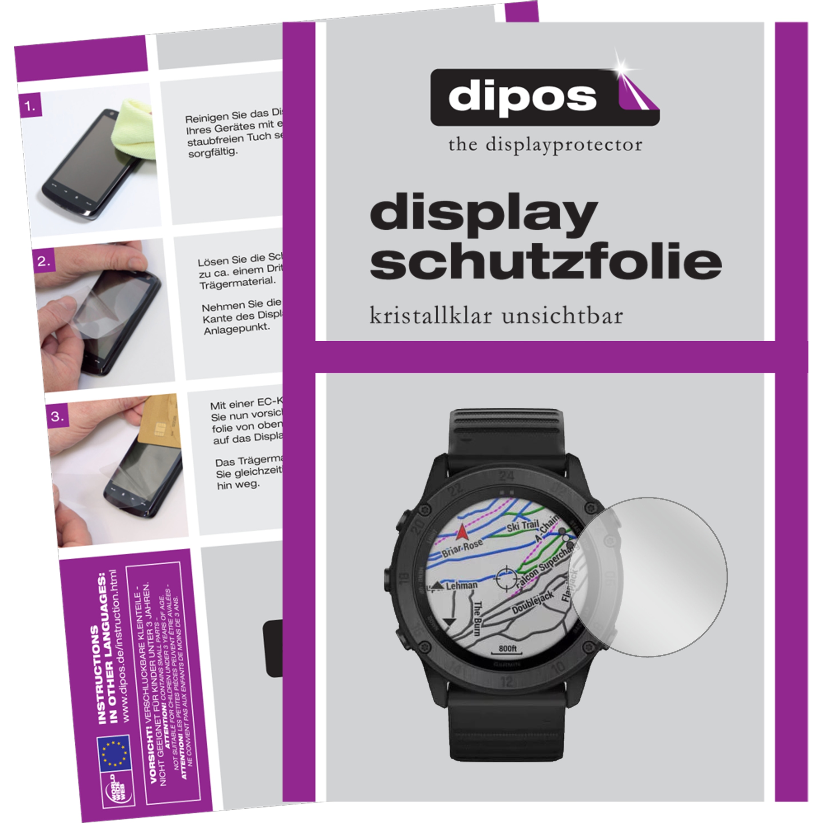 Dipos Displayschutzfolie Crystalclear, Smartwatch Schutzfolie, Transparent