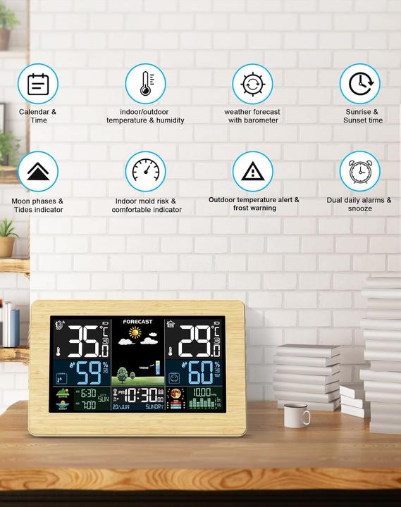 Image du produit Haoyao Funk-Wetterstation mit Aussensensor und Farbdisplay