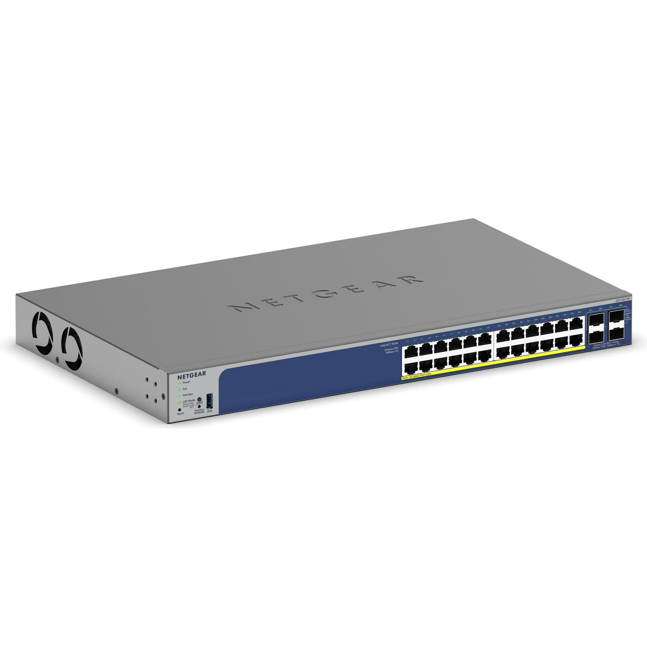 Netgear GS728TXP (28 Ports), Netzwerk Switch, Schwarz
