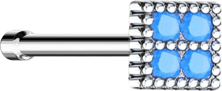 Produktbild Star Piercing Nasenstecker gerade silber quadratisch mit türkis Stein (Messing, Chirurgenstahl 316L)