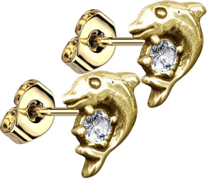 Produktbild Chaotic Trading Ohrstecker vergoldet Delfin Kristall silber (Messing)