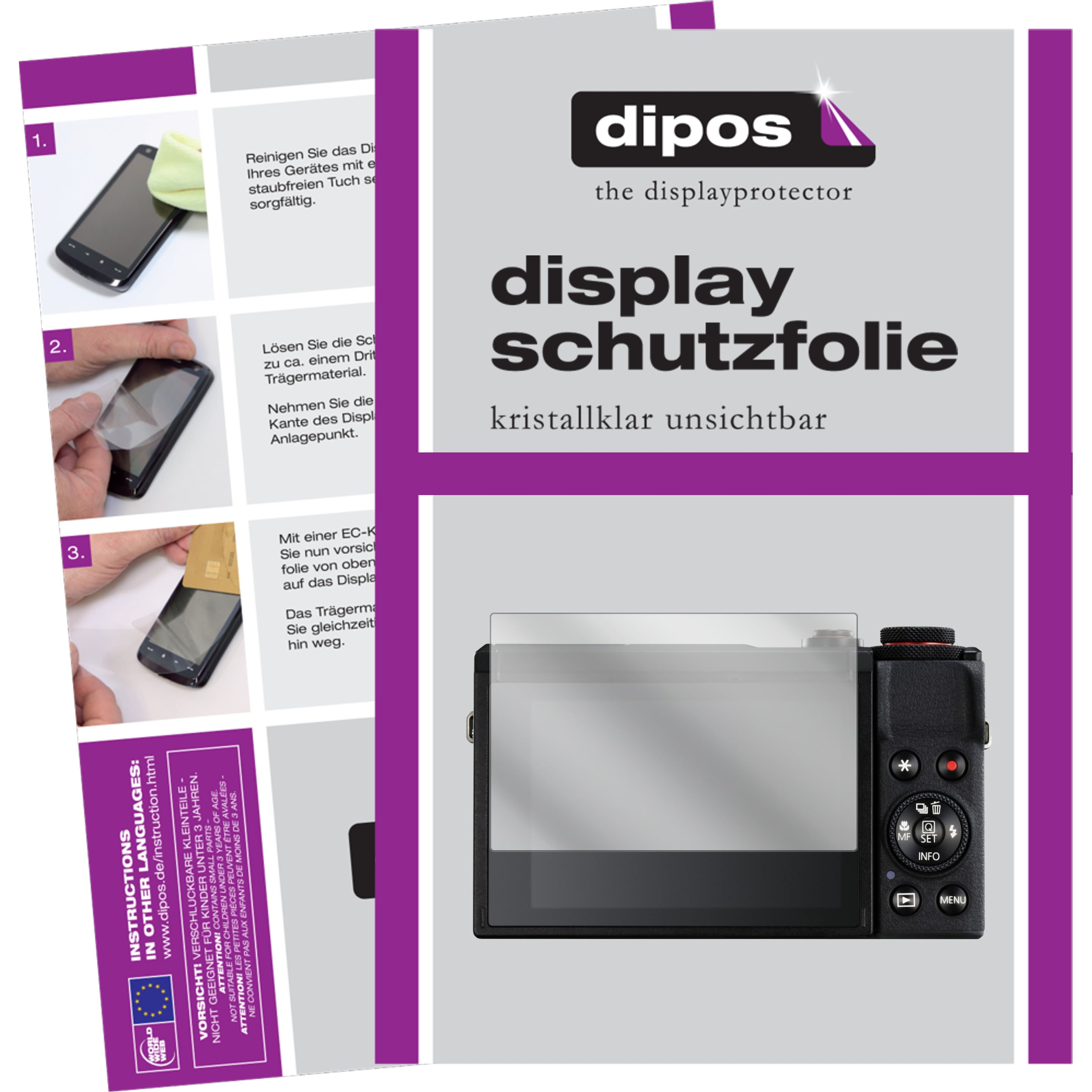 Dipos Displayschutzfolie Crystalclear (Displayschutz, PowerShot G7X Mark III), Kameraschutz, Transparent