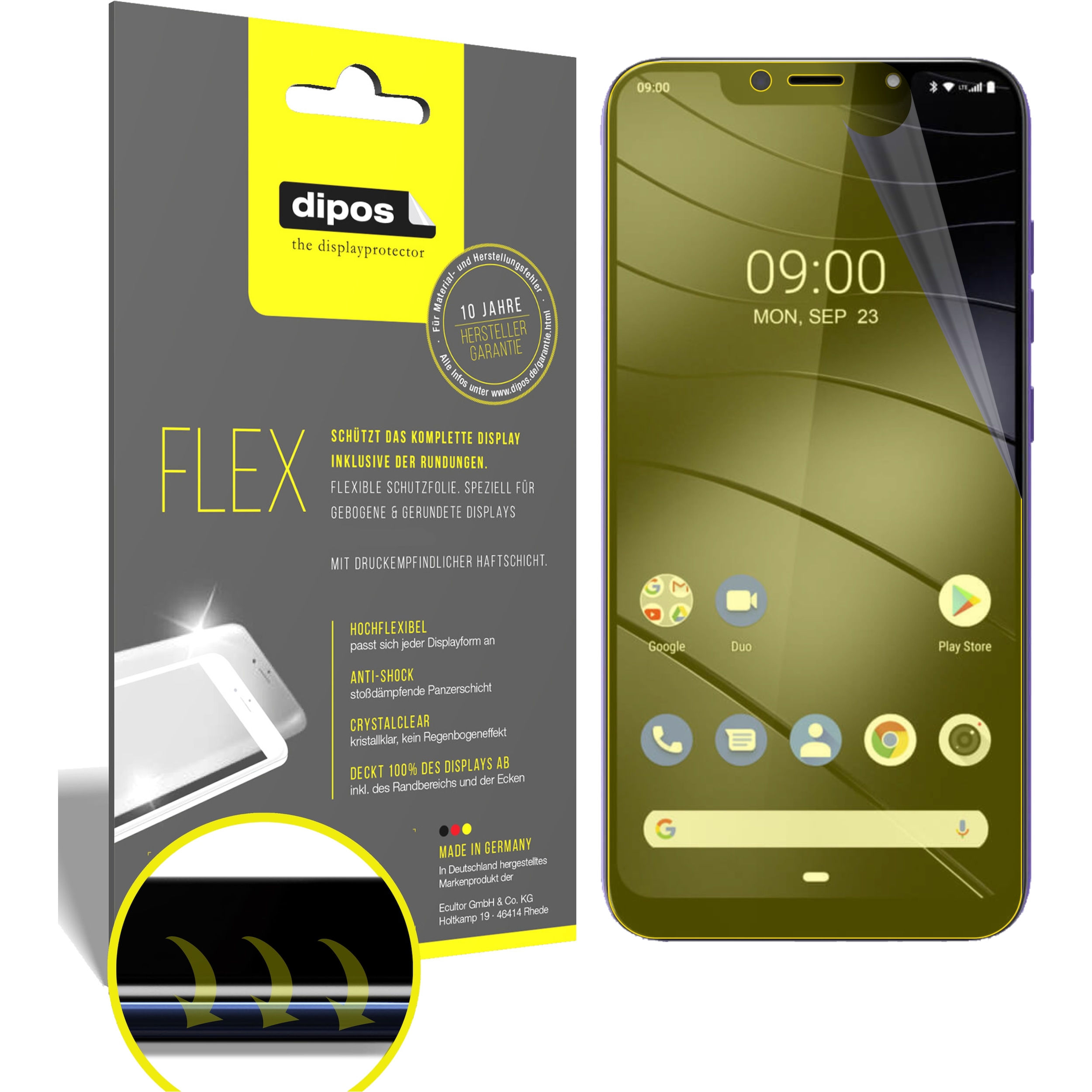 Dipos Displayschutzfolie Full-Cover 3D (3 Stück, Gigaset GS195), Smartphone Schutzfolie, Transparent