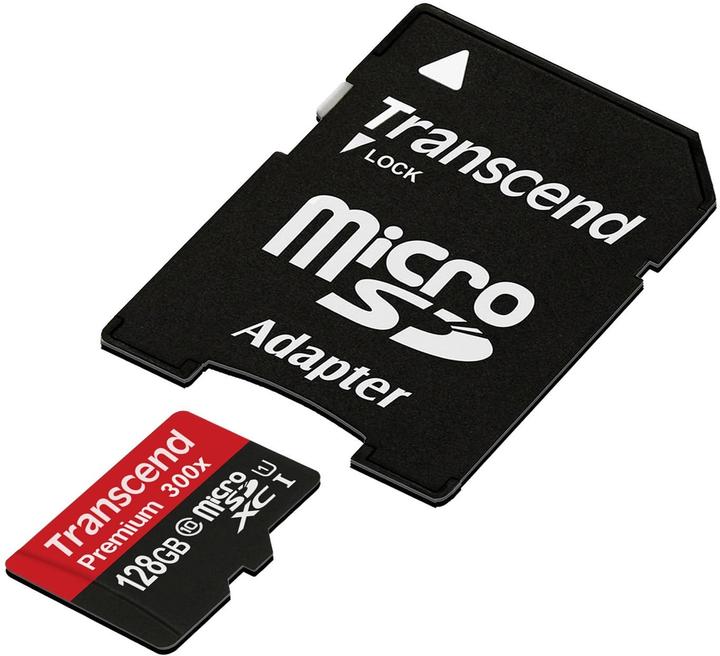 Image du produit Transcend microSDXC 400x avec adaptateur (128 Go, microSDXC, U1, UHS-I)