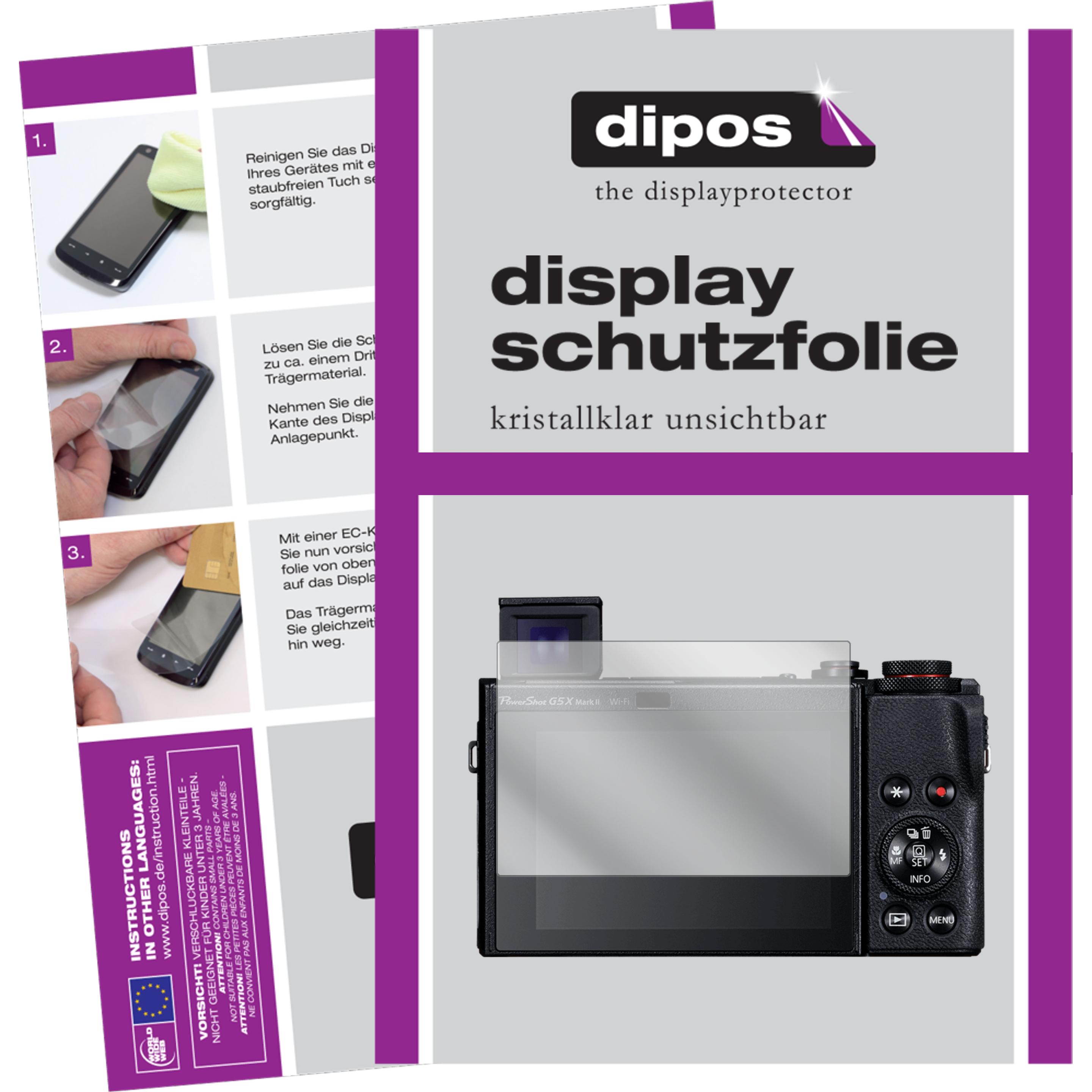 Dipos Displayschutzfolie Crystalclear (Displayschutz, Canon PowerShot G5X Mark II), Kameraschutz, Transparent