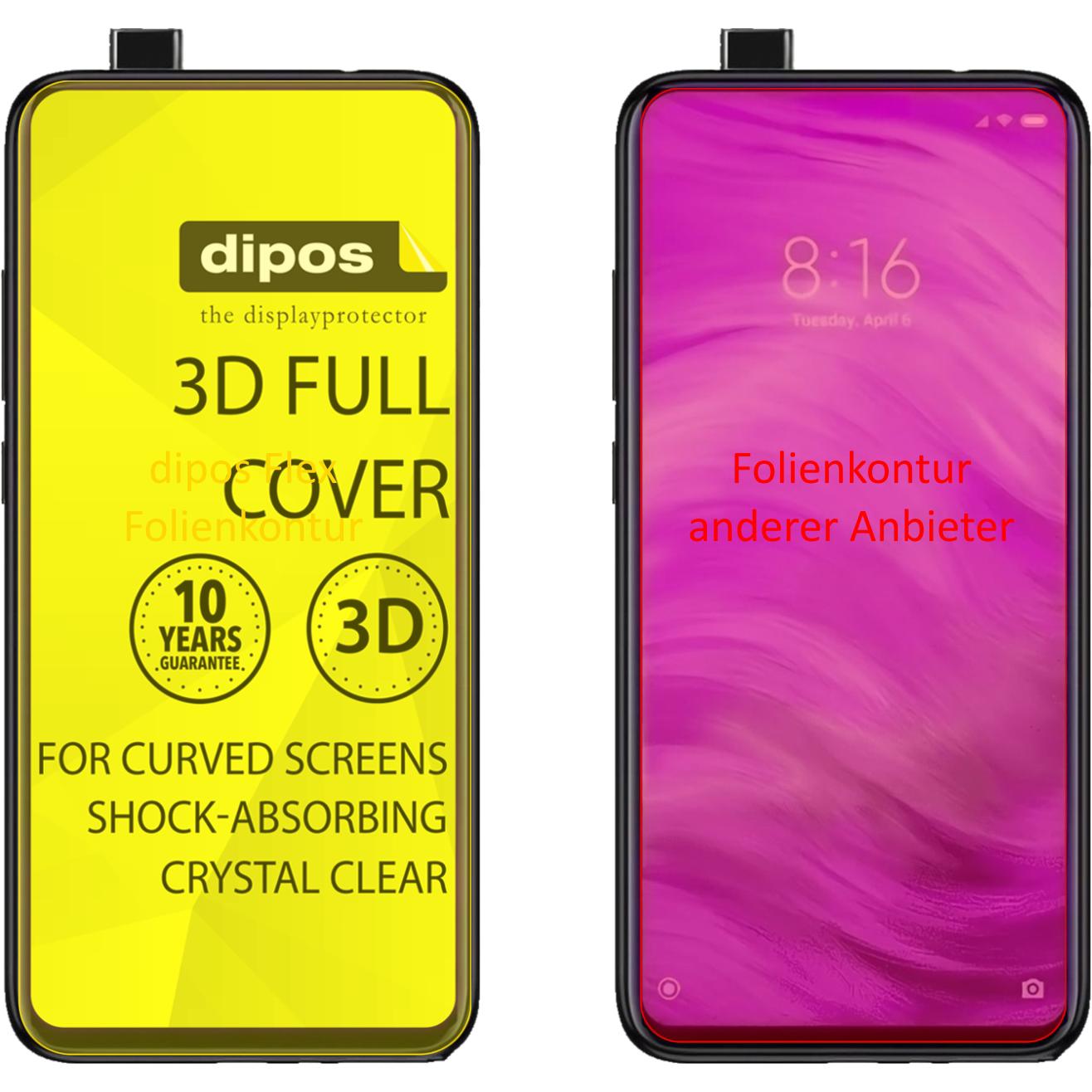 Thumbnail - Dipos Displayschutzfolie Full-Cover 3D (3 Stück, Xiaomi Redmi K20), Smartphone Schutzfolie, Transparent