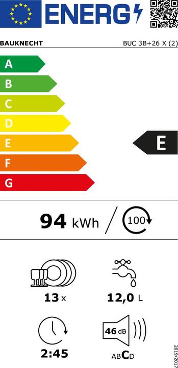 Energy Label Bauknecht BUC 3B+26 X