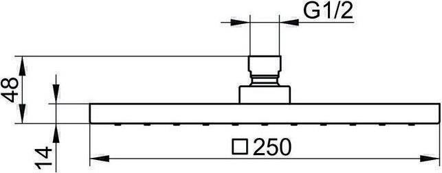 Produktbild Keuco Kopfbrause EDITION 300 eckig 250x250mm ni gebü (15 l/min)