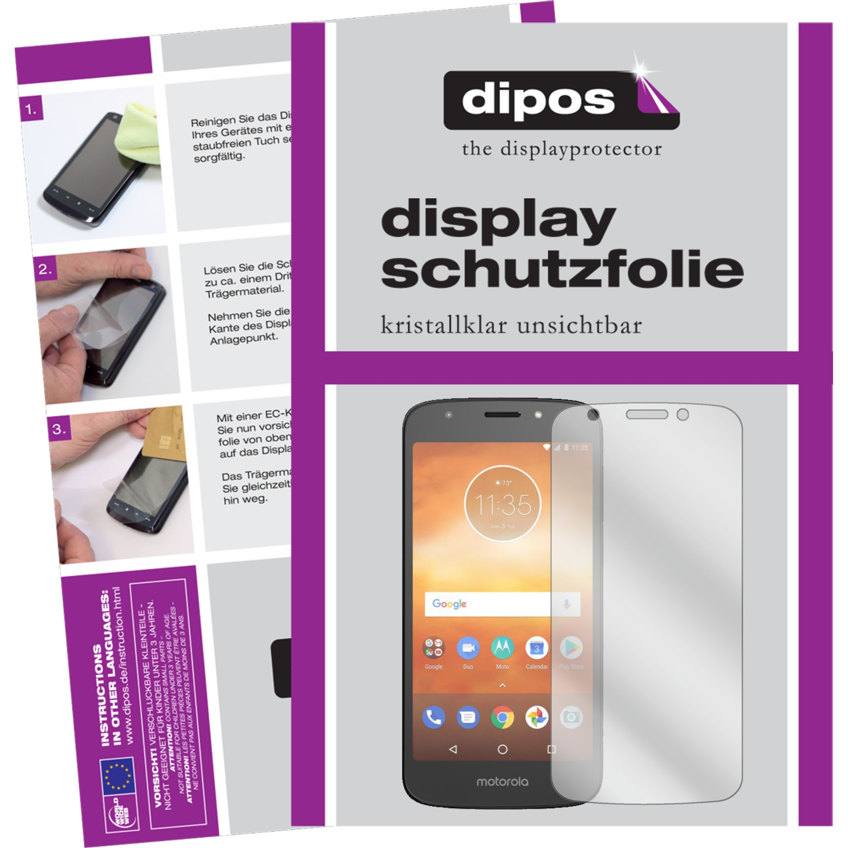 Dipos Displayschutzfolie Crystalclear (2 Stück, Motorola Moto E5 Play Go), Smartphone Schutzfolie, Transparent