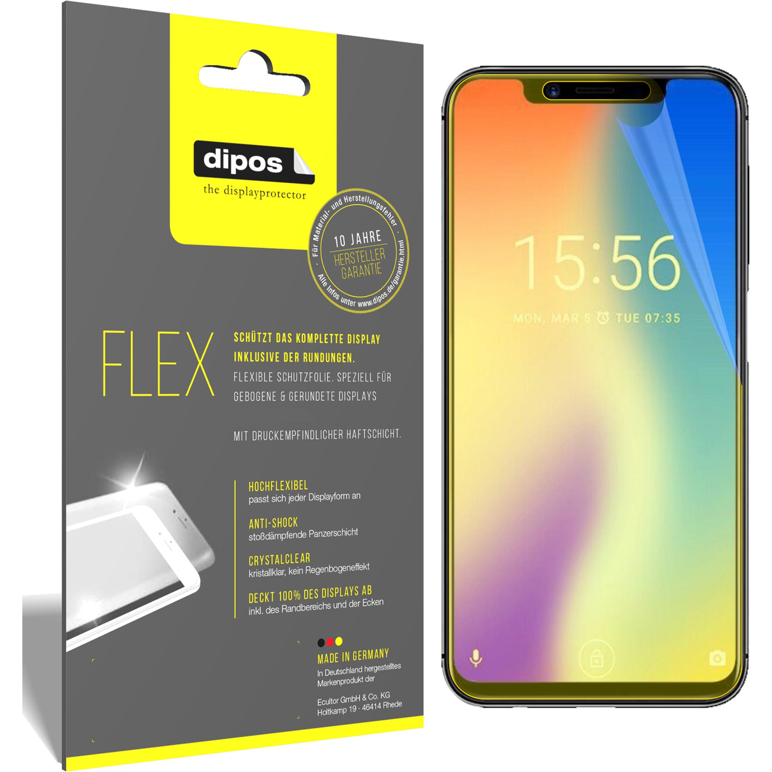 Dipos Displayschutzfolie Full-Cover 3D (2 Stück, Umidigi One), Smartphone Schutzfolie, Transparent