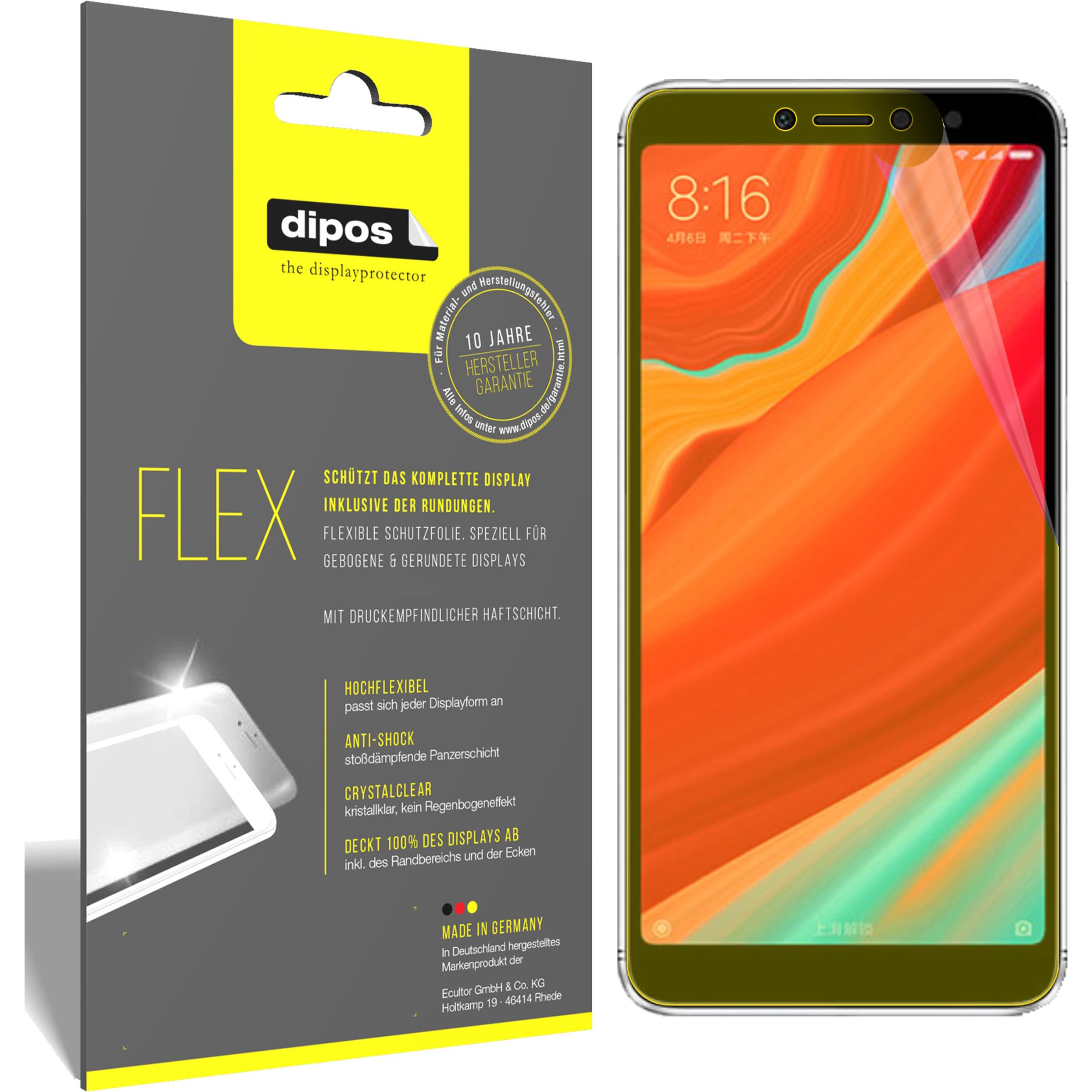 Dipos Displayschutzfolie Full-Cover 3D (2 Stück, Xiaomi Redmi S2), Smartphone Schutzfolie, Transparent