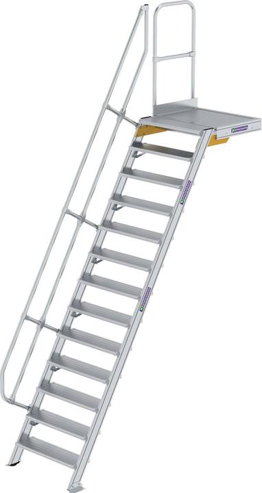 Actual product image Munk Stairs with platform 60ï¿½ step width 800 mm 13 steps aluminium ribbed (Scaffolding, 80 cm)