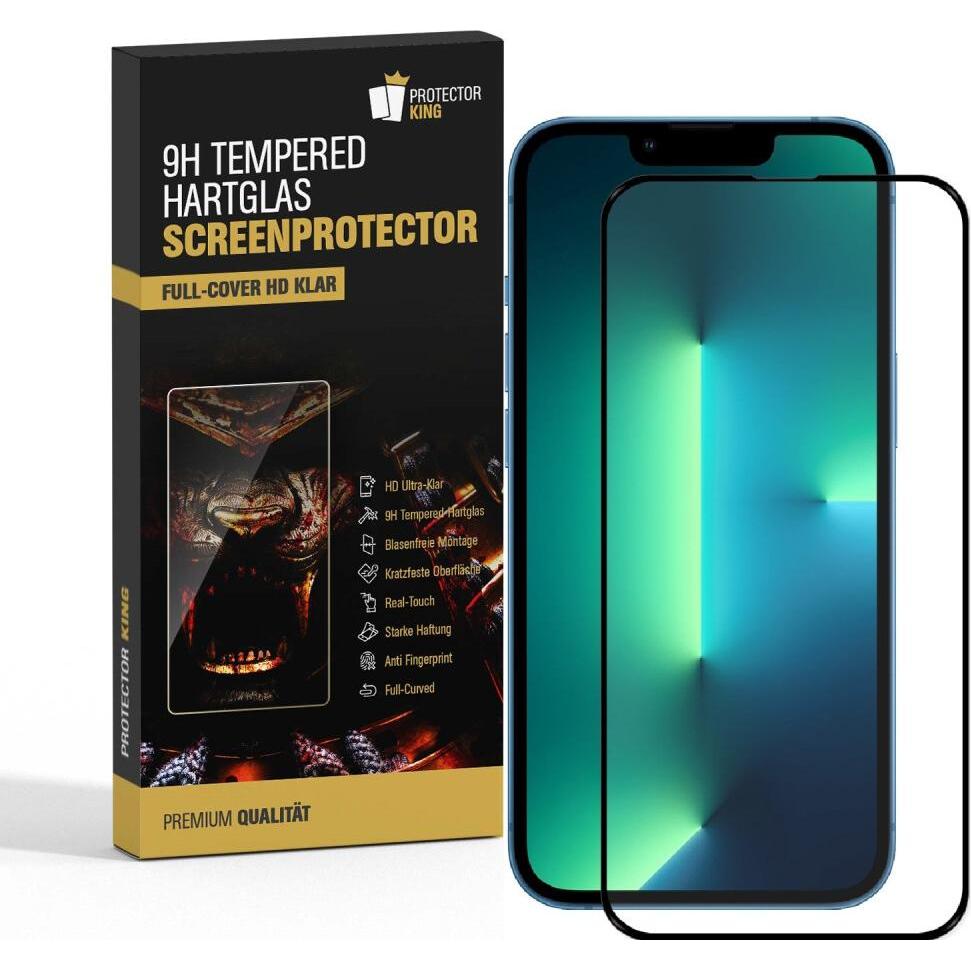 Protectorking 2x echtes Tempered 9H Panzerhartglas 3D KLAR (2 Stück, Apple iPhone 13), Smartphone Schutzfolie, Transpare...