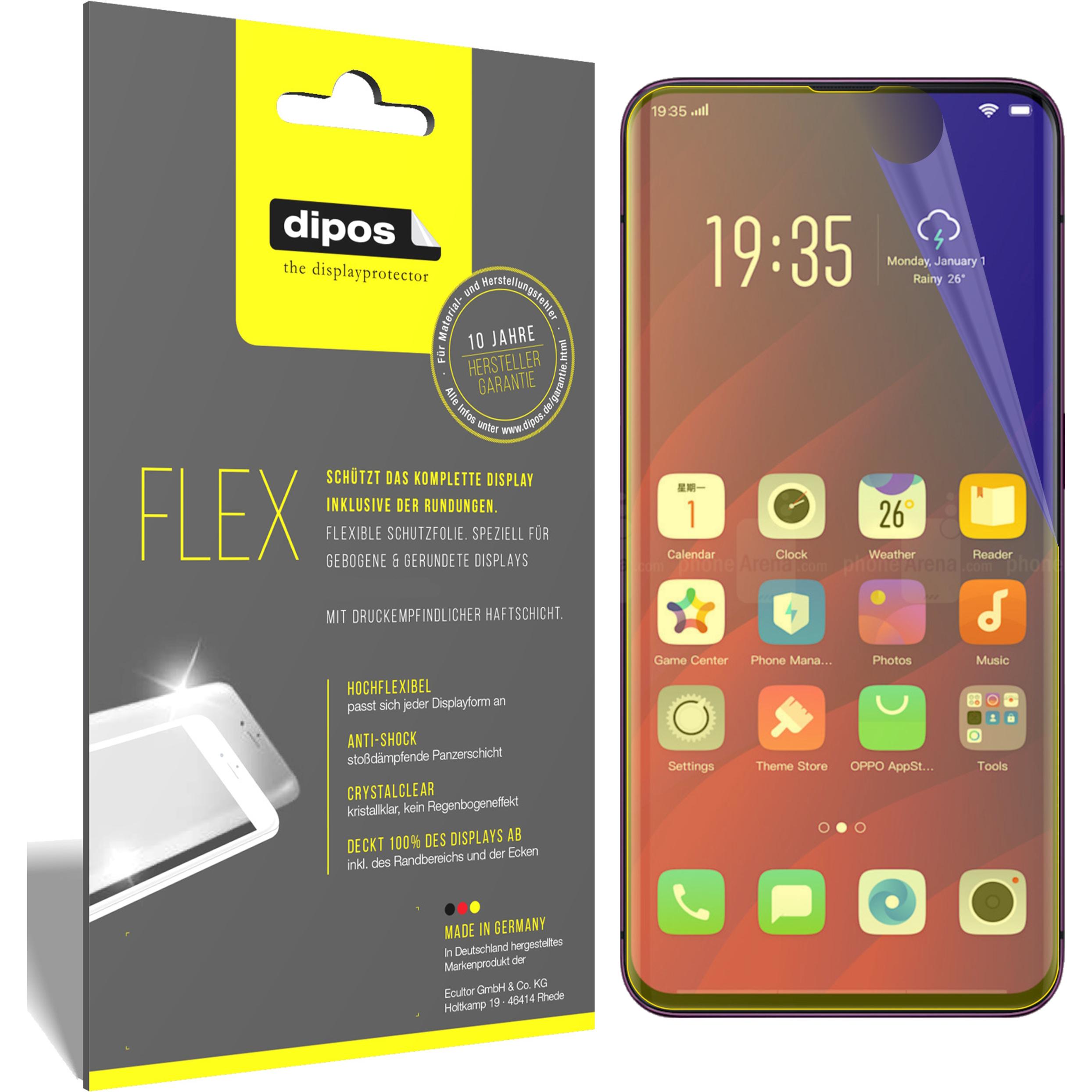 Dipos Displayschutzfolie Full-Cover 3D (2 Stück, Oppo Find X), Smartphone Schutzfolie, Transparent