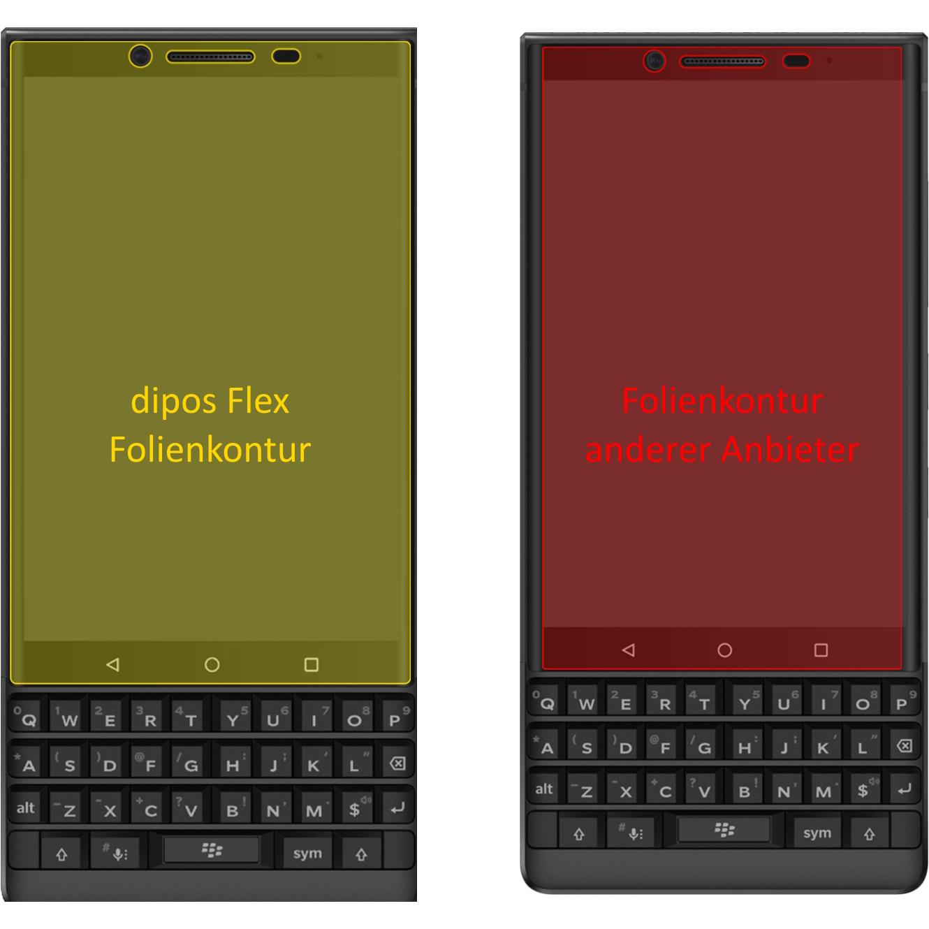 Thumbnail - Dipos Displayschutzfolie Full-Cover 3D (3 Stück, Blackberry KEY2), Smartphone Schutzfolie, Transparent