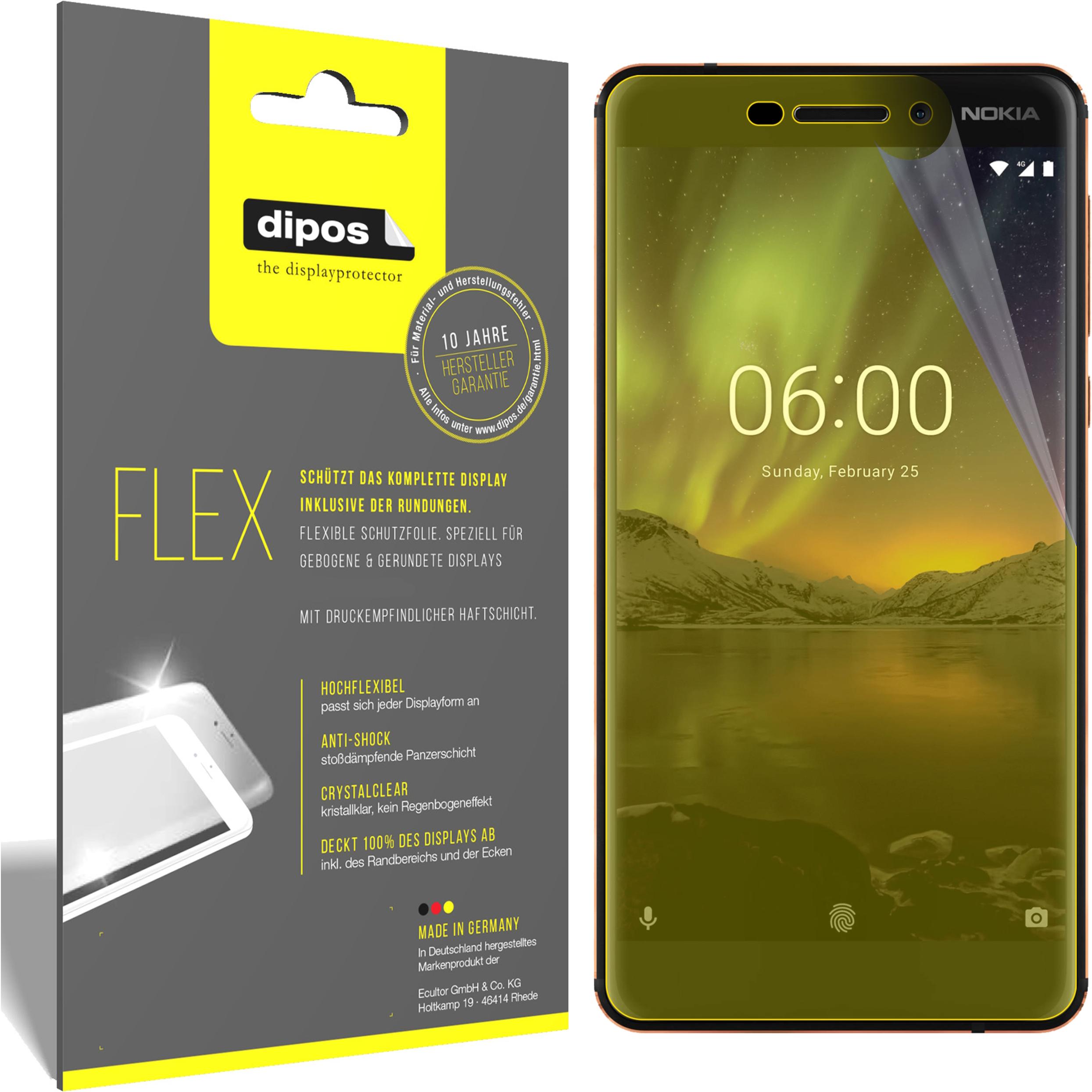 Dipos Displayschutzfolie Full-Cover 3D (3 Stück, Nokia 6.1), Smartphone Schutzfolie, Transparent