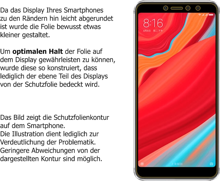 Produktbild Dipos Displayschutzfolie Crystalclear (2 Stück, Xiaomi Redmi Y2)