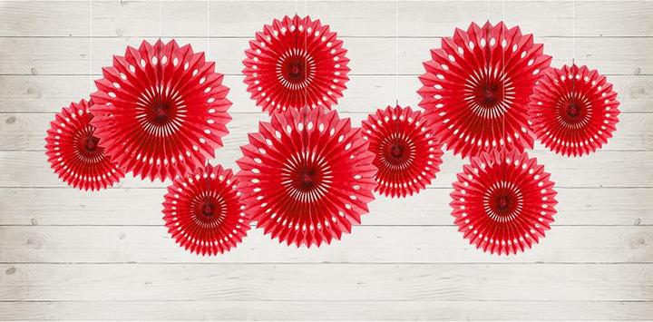 Produktbild Partydeco Tissue fan, red, 20-30cm (1 pkt / 3 pc.) (3 Stück)