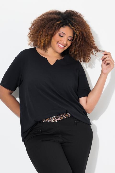 Image du produit Ulla Popken T-shirt manches courtes et col tunisien, coupe évasée (60)