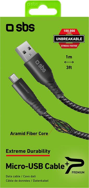 Image du produit SBS Câble USB en fibre aramide - Micro USB (1 m, USB 2.0)