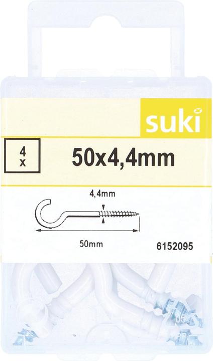 Produktbild Suki Wäscheleinenhaken 4.4x50mm (4 Schrauben pro Stück)