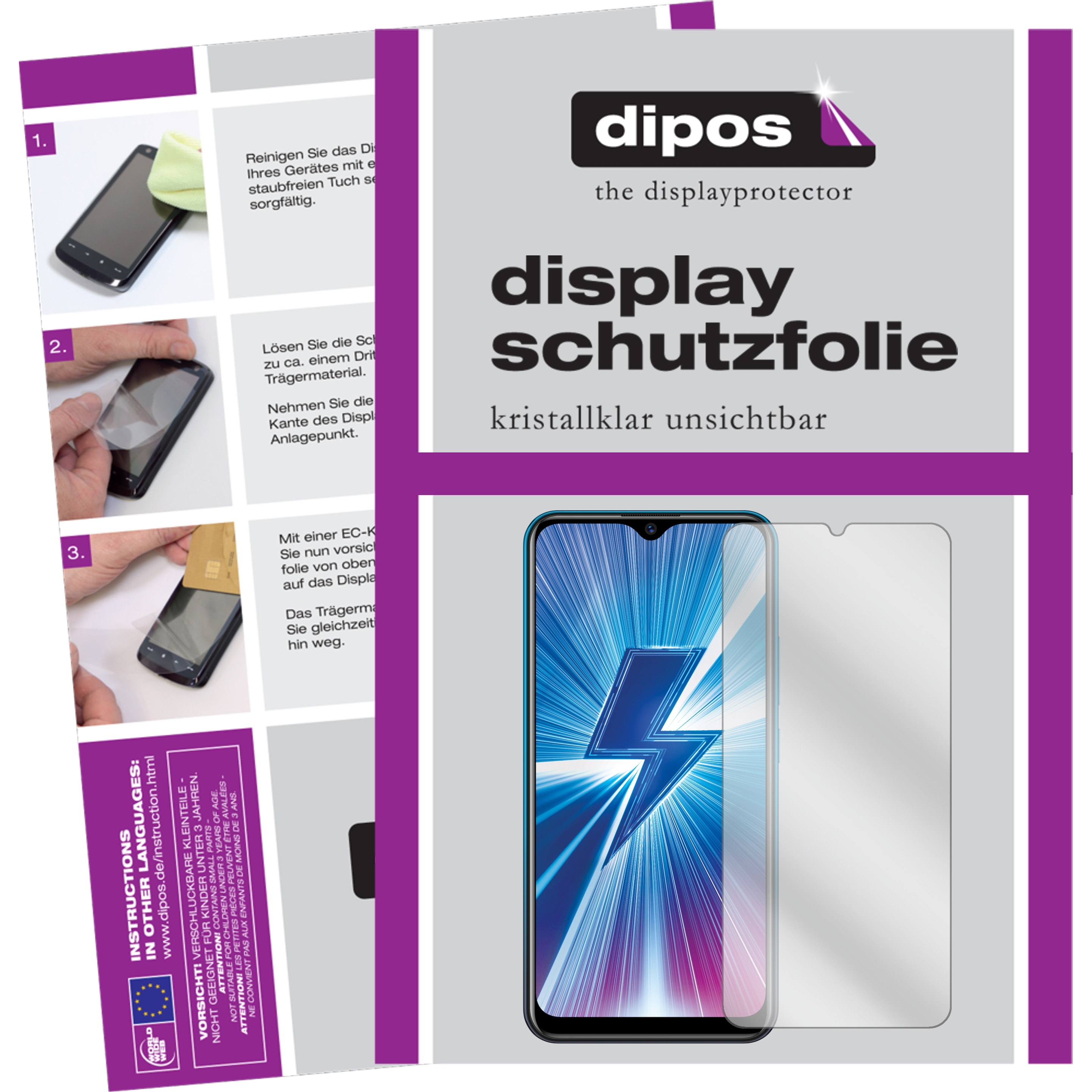 Dipos Displayschutzfolie Crystalclear (6 Stück, Vivo Y17), Smartphone Schutzfolie, Transparent