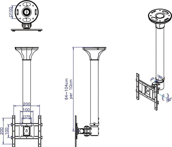 Immagine prodotto Value LCD Halt (Soffitto, 55", 20 kg)
