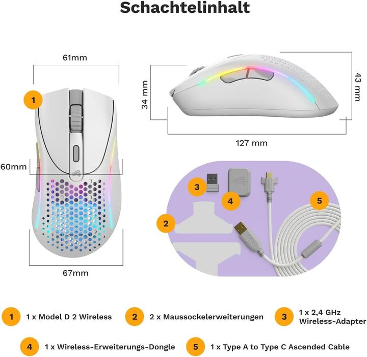 Actual product image Glorious PC Gaming Race Glorious Model D 2 Wireless Gaming Mouse - white (Wireless)