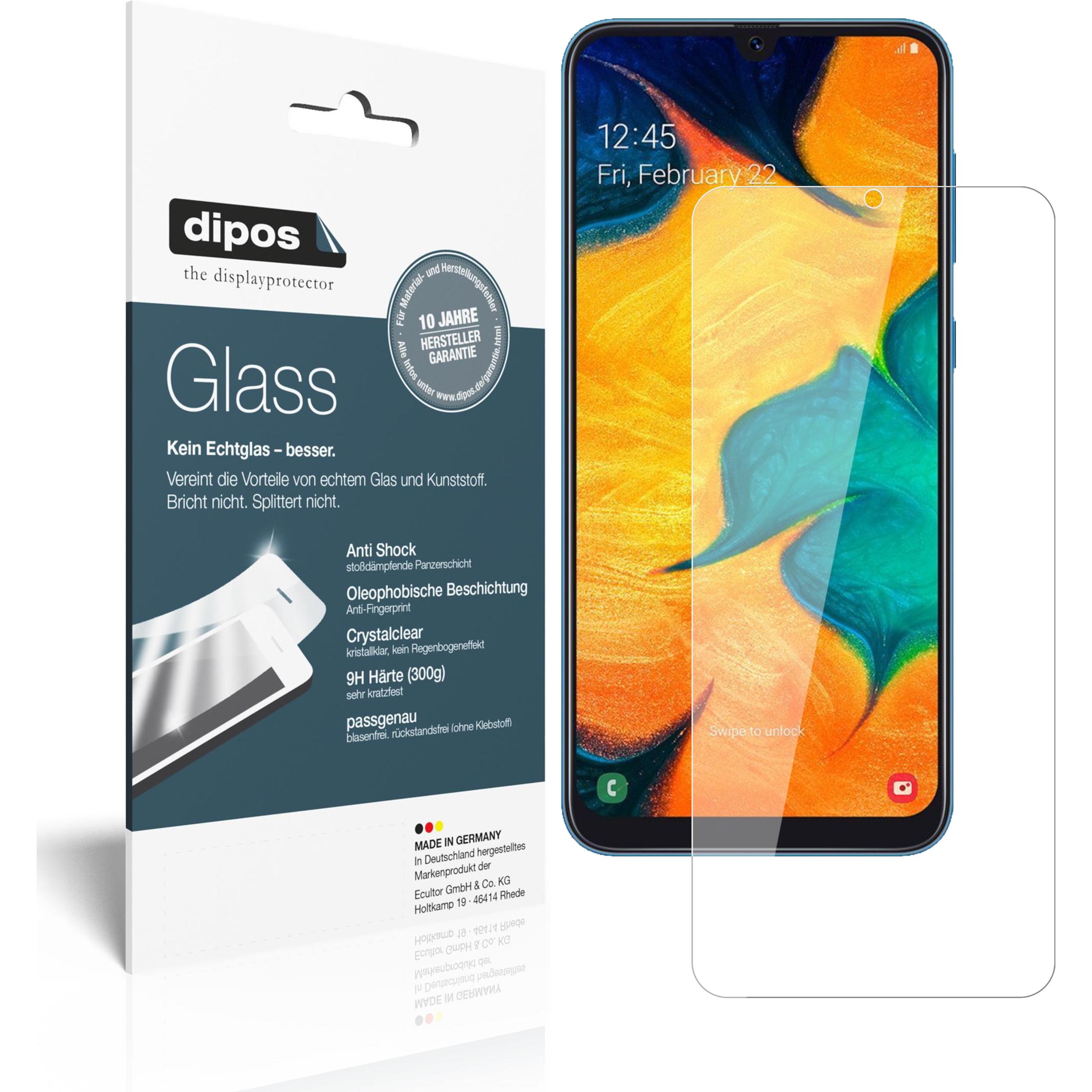 Dipos Displayschutz Anti-Shock (2 Stück, Samsung Galaxy A30), Smartphone Schutzfolie, Transparent