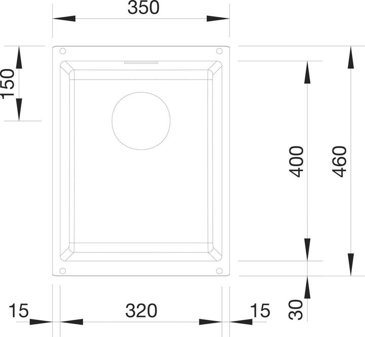 Image du produit Blanco Subline 320-U (Evier sous plan, 46 cm, 35 cm)